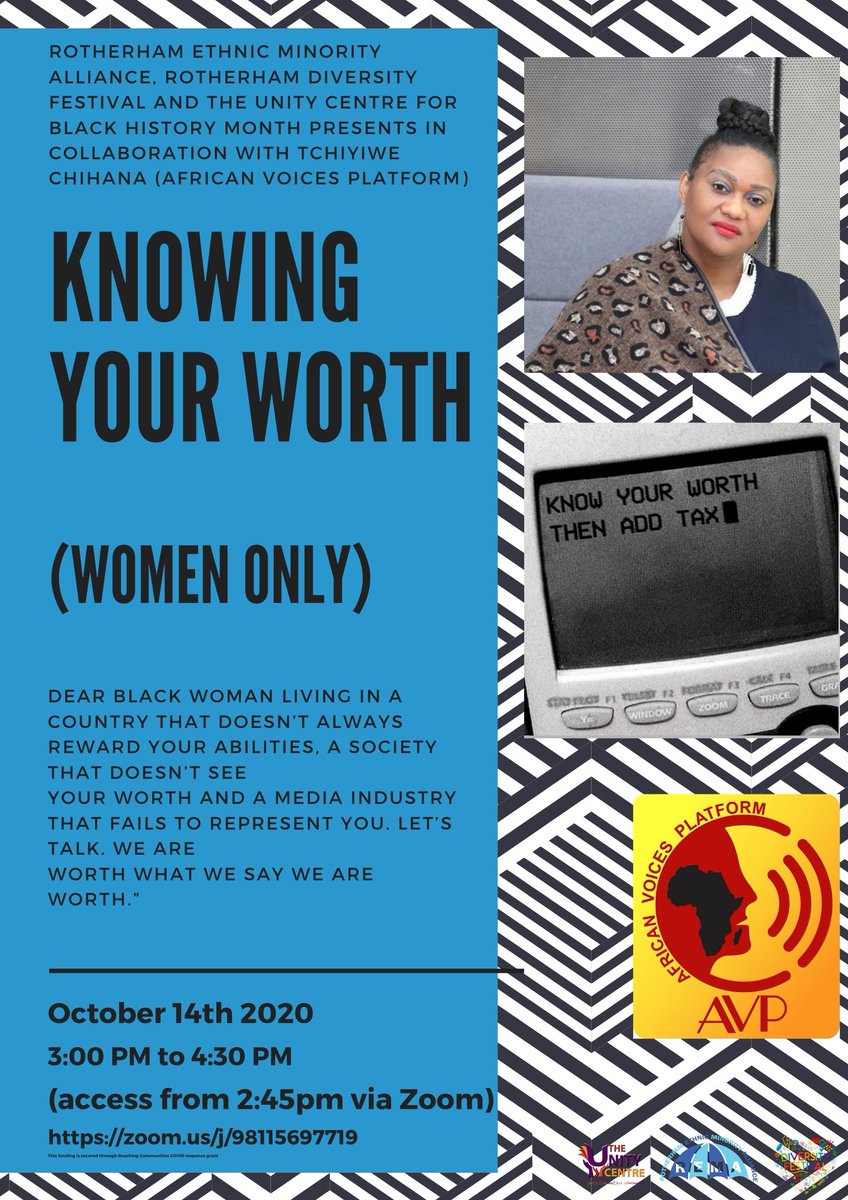 REMACharity's tweet image. Join us on this amazing opportunity with the incredible 
@AfriWoman on another offering for women
This Black History Month is important to reflect on disparity but to build strength, resilience opportunities and platforms 

Join us via Zoom at this incredibly exciting opportunity