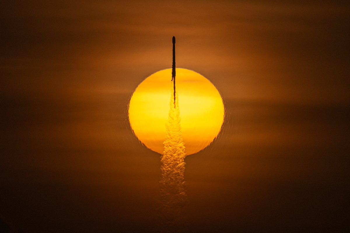 Scrubtober strikes back🚀
Falcon 9 B1058.3 lofting 60 Starlink satellites crossing directly in front of the Sun! Thanks <a href="/flightclubio/">Flight Club</a> 🚀

⚙️/⬇️/🖼: tmahlmann.com/photos/Rockets…