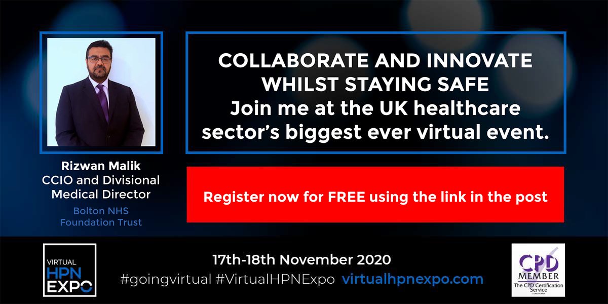 rijan44's tweet image. Delighted to announce that I will be speaking at #VirtualHPNExpo.
I’m looking forward to learning and collaborating with my peers and suppliers in healthcare. 

Grab a Fully funded delegate pass here: virtualhpnexpo.com/register-to-at…

#goingvirtual #VirtualHPNExpo #nhs