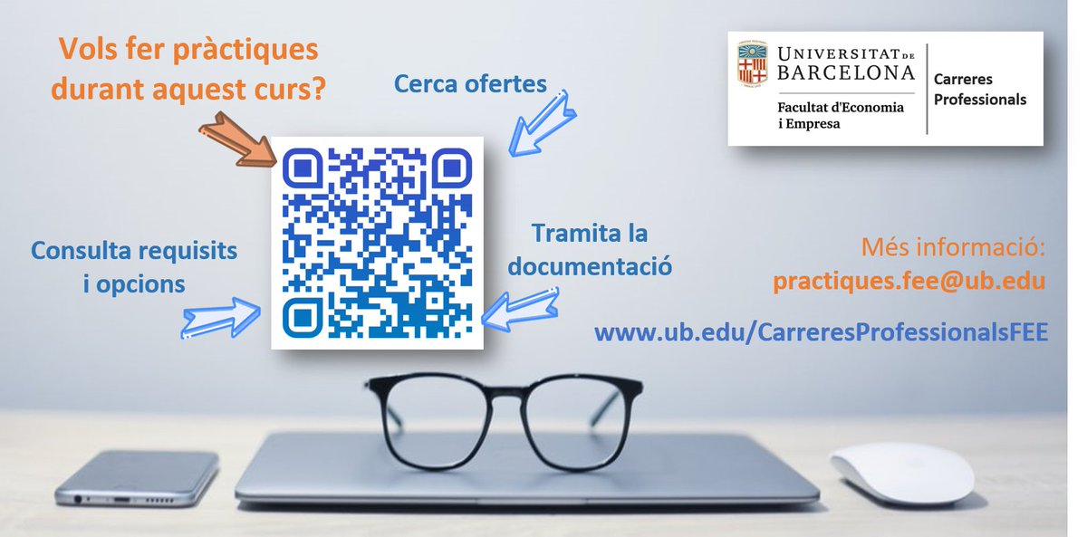 Vols fer pràctiques? Consulta requisits, cerca ofertes i tramita la documentació a ub.edu/CarreresProfes…
Més info: practiques.fee@ub.edu