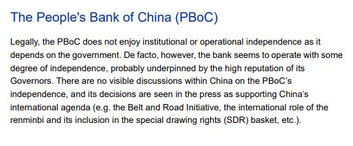 In a paper about central bank independence, they looked at the People's Bank of China. It went as well as expected