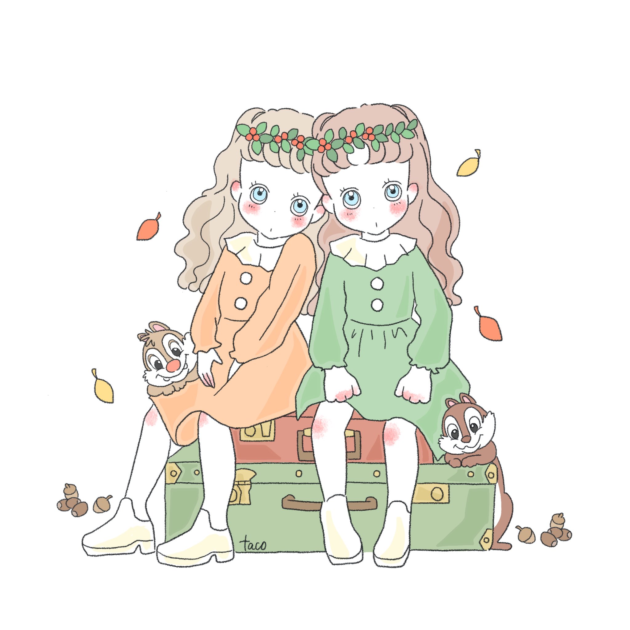 Tacomaru イラスト Twitterissa チップとデール Disney ディズニー好きな人と繋がりたい ディズニー好き おしゃれイラスト 可愛いイラスト ゆるいイラスト ファッションイラスト おんなのこイラスト ガールズイラスト ゆるかわイラスト イラスト