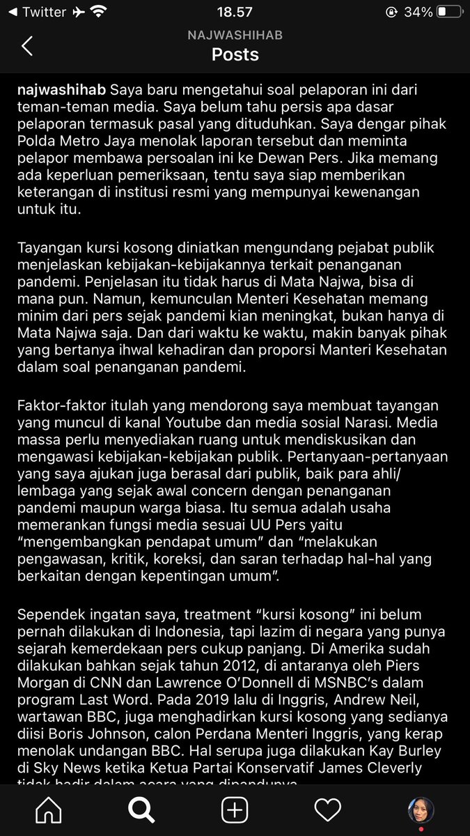 saleagemez's tweet photo. @NajwaShihab Haha ternyata Polda Metro Jaya menolak laporan tersebut, terus minta pelapor urus ke Dewan Pers. Jangan kira mba nana ini powerless, pendukung mba nana lebih banyak daripada buzzer kek kalian, jangan macem macem makanya 😂 https://t.co/E837Y6dN7C