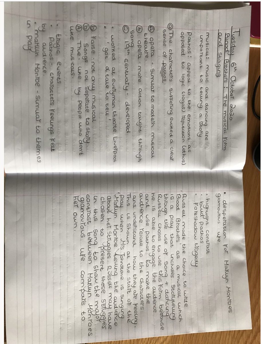 SutcliffeMiss's tweet photo. More amazing work from 10ZSE today. Our lesson today focused on musical form and staging in Blood Brothers. I am beyond impressed with their efforts. Thank you again @OakNational @BBGAcademy @bbgenglish @BBGAcademyTL https://t.co/9tzftDN9NL