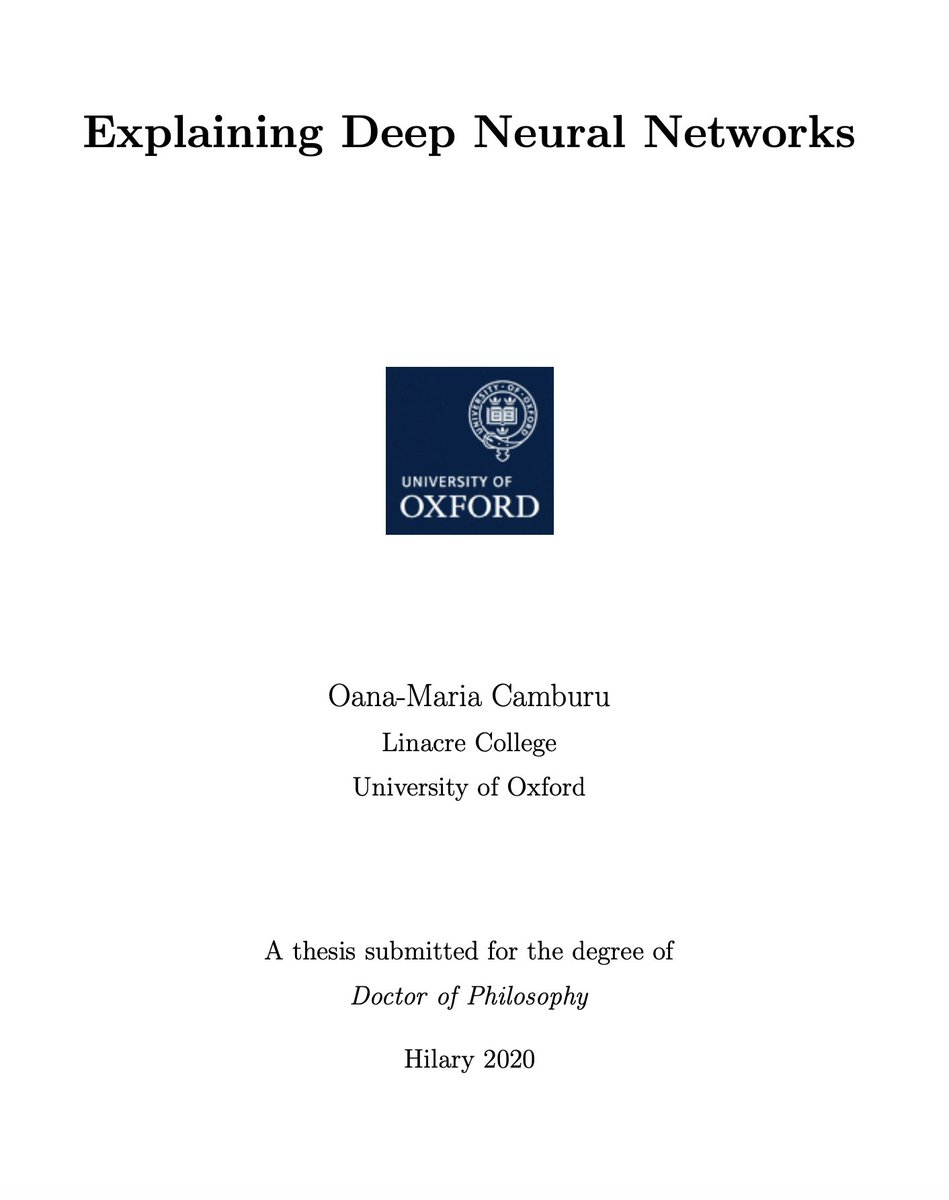 Excited to share my PhD thesis on Explaining Deep Neural Networks: arxiv.org/abs/2010.01496! 

Very grateful to my supervisors and to all the other amazing people I have met during this journey!