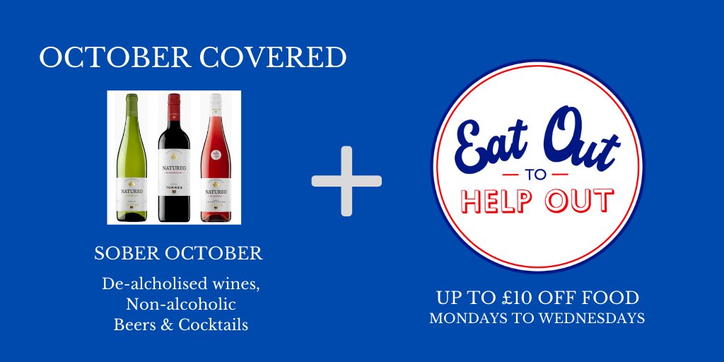 Sober October is easy at Bar Estilo, enjoy a glass of Torres De-alcoholised wine or one of our non-alcoholic cocktails or beers. Plus up to £10 off food with our new Eat Out to Help Out Scheme. #EatOutToHelpOut #SoberOctober