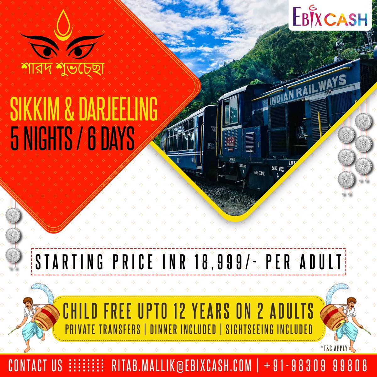 EbixTravel's tweet photo. Enjoy this Durgotsava with Special Holiday Packages with EbixCash, curated with care for you and your loved ones with high safety measures during the pandemic.   

Contact Ritab Basu Malik on +91 9830999808 for personal assistance https://t.co/Asr3c9Miyb