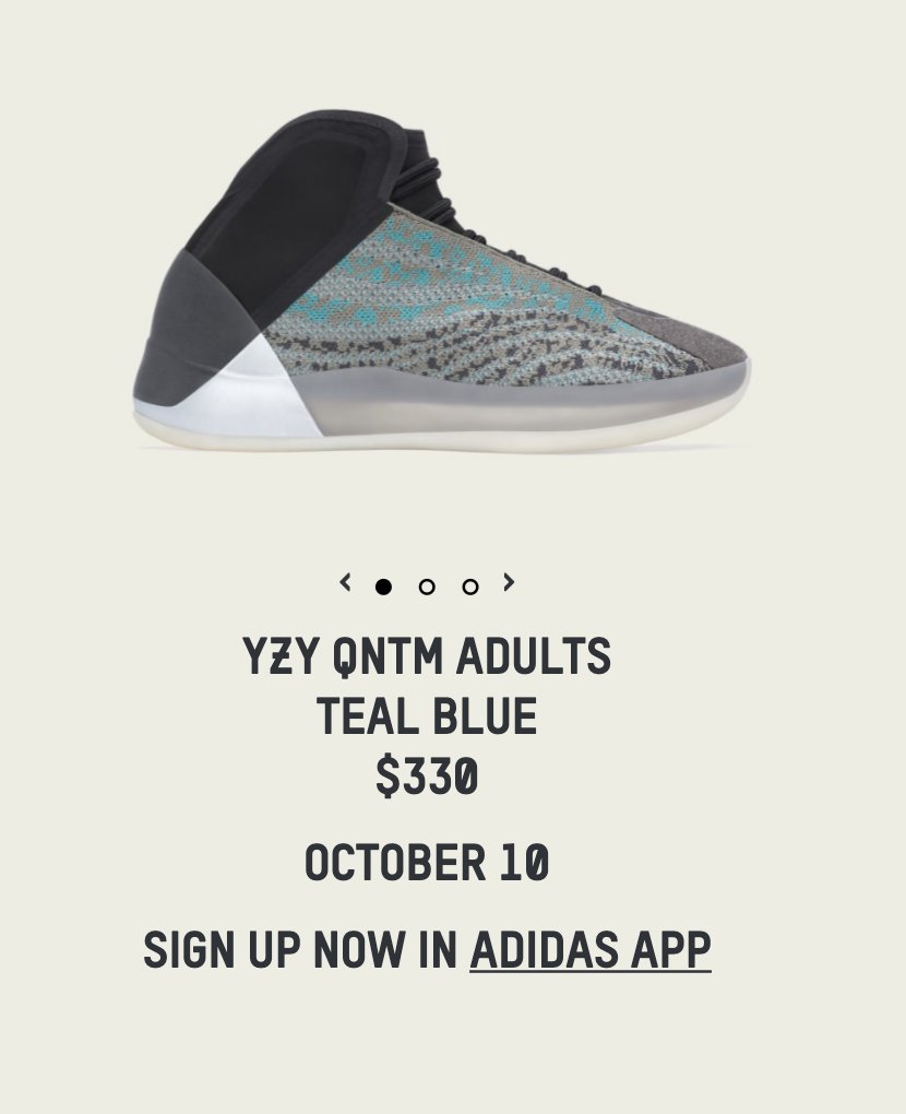 yzy qntm adults teal blue