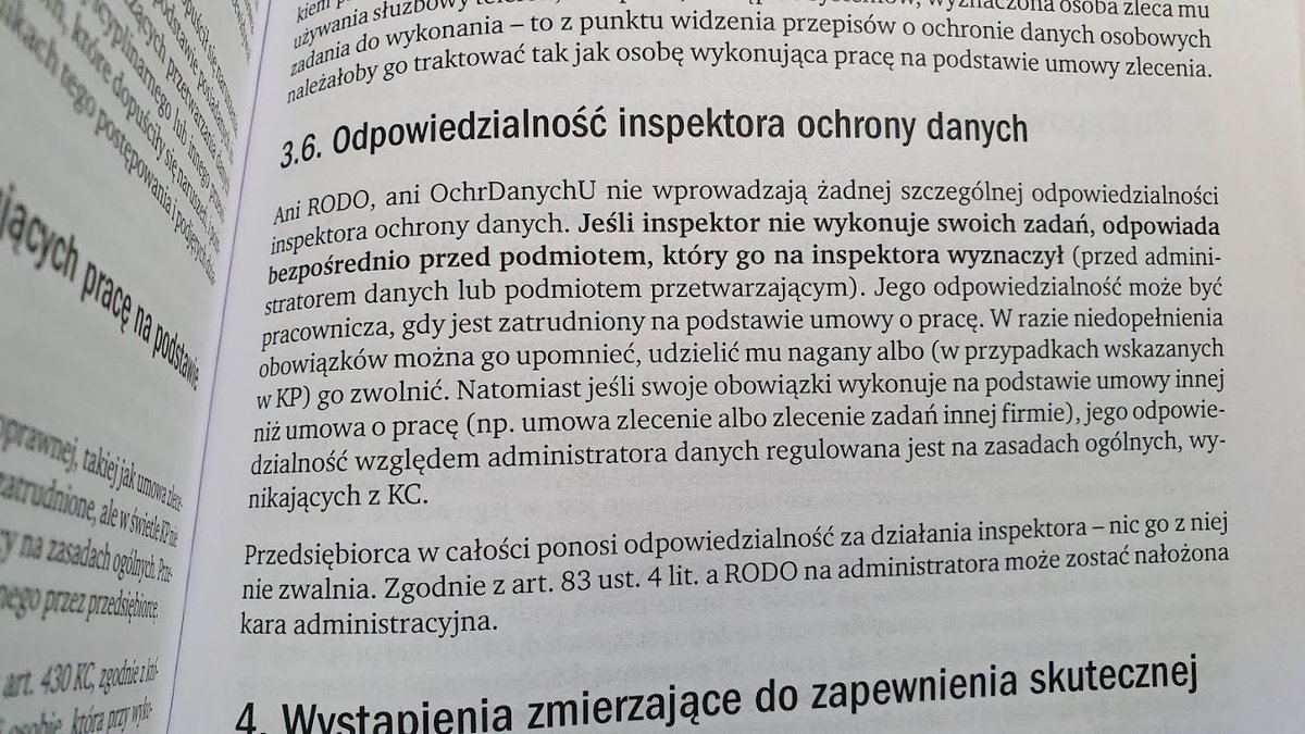 KepaLeszek's tweet photo. @RodoPrawo W książce "Ochrona danych osobowych. Praktyczny poradnik dla przedsiębiorców" której jestem autorem wydanej przez @WydawnictwoBeck pisałem o tym problemie. W mojej ocenie IOD powinien ponosić także odpowiedzialność. https://t.co/RUEFo8q8l8