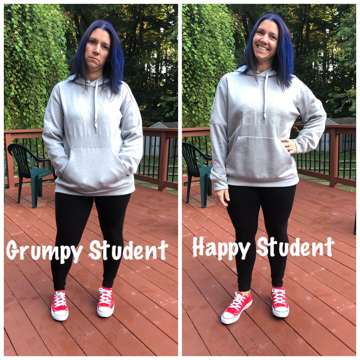Dress like a student day! Which type of student were you- the happy one or the grumpy one? I was the HAPPY one! 😊 <a href="/UMAMS_Vikings/">Upper Merion Area Middle School</a> <a href="/UpperMerionSD/">Upper Merion Area School District</a>