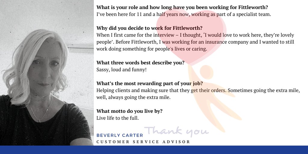 Gracing the timeline with the lovely Beverly Carter in light of #CustomerServiceWeek. 

Beverly has been with Fittleworth for over 11 years! How lucky are we? 

#NCSW20 #servicewithrespect #staffrecognition