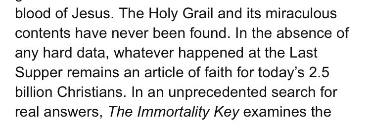 “no ones ever found the holy grail so, christians just take it on faith that the last supper happened. but ONE MAN is on a quest for THE TRUTH”. its just so interesting seeing these verbal arrows that present as these mega-statements but actually mean nothing.