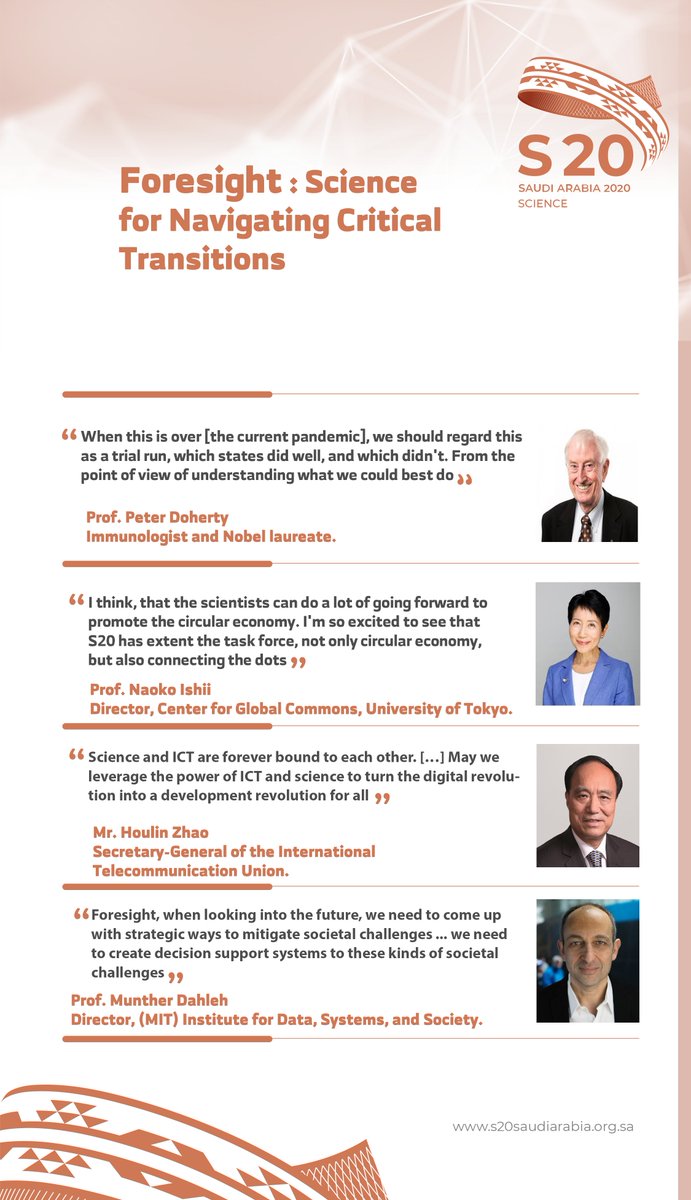 Four distinguished world-leading scientists and experts shared their views on the future of health, circular economy, digital revolution and evidence-based foresight during their presentations at the #S20Summit