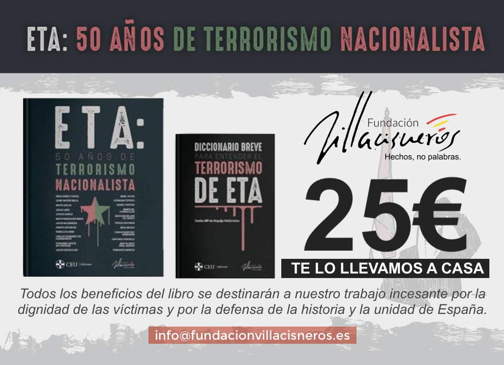 ✅¡Ya puedes reservar nuestro nuevo libro "ETA: 50 años de terrorismo nacionalista"! 

👉🏻Toda la información aquí: mailchi.mp/bd4f0fae27cf/l…

🔴Los beneficios se destinarán al trabajo por la dignidad de las víctimas del terrorismo y la defensa de la historia y la unidad de España.