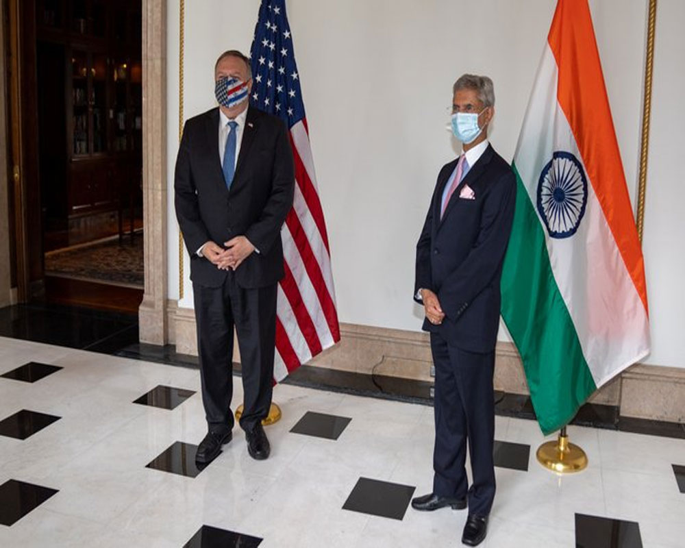 OpinionExpress's tweet photo. Secretary of State #MichaelPompeo met India's EAM #SJaishankar on margins of #US-#India-#Australia-#Japan Quad Consultations. They discussed ongoing bilateral&multilateral cooperation on topics of international concern: #USStateDept Principal #DySpox, #CaleBrown #BilateralTies https://t.co/PtucPil2Sv