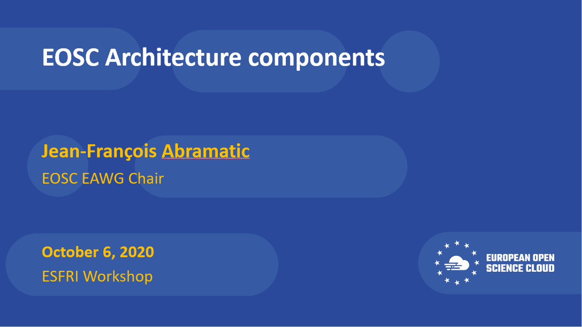 ESFRI_eu's tweet photo. Jean-François Abramatic summarises the work on #EOSC #Architecture WG, focusing on #EOSCcore that needs to be "as small as possible, as enabling as necessary" and the Minimum Valuable EOSC to bring value to its users #ESFRIshapesEOSC. Enter the session → https://t.co/ZjWX4miimY https://t.co/iLz0eDmfuF