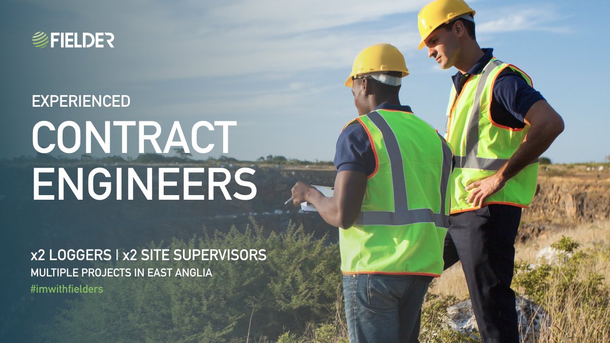Fielders's tweet image. We are on the look out for Contract Engineers for multiple projects in the East Anglian region.

x2 Loggers 
x2 Site Supervisors

Visit fieldergeotechnics.com to find out more
#imwithfielders

#geotechengineering #groundengineering #geoenvironmental #contractengineers