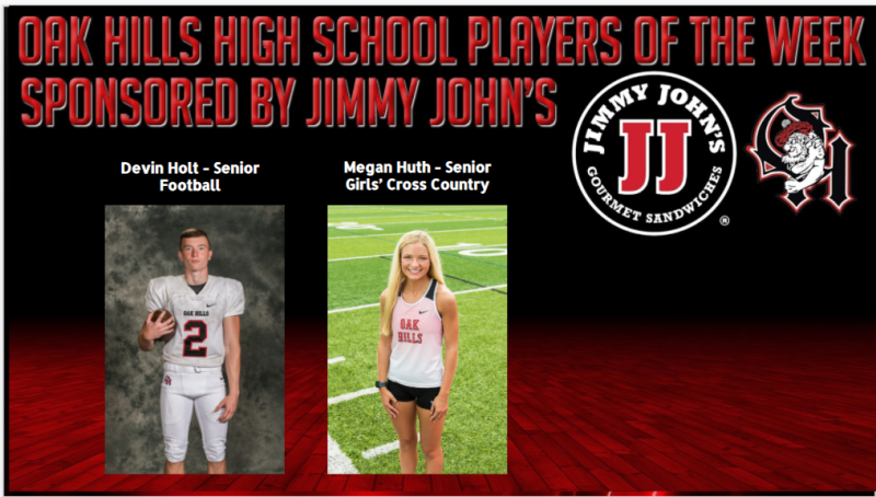Congrats to this week's <a href="/jimmyjohns/">Jimmy John’s</a> Players of the Week! <a href="/WeAreOakHills/">Oak Hills AD</a> <a href="/OakHills_HS/">OHHS Highlanders</a> <a href="/ohxcrunners/">OHHS Girls XC</a> <a href="/OHLSD/">Oak Hills Schools</a> <a href="/gmcsports/">GMC Sports</a> @devin_holt2 <a href="/OHBoosters/">Oak Hills Athletic Boosters</a>
