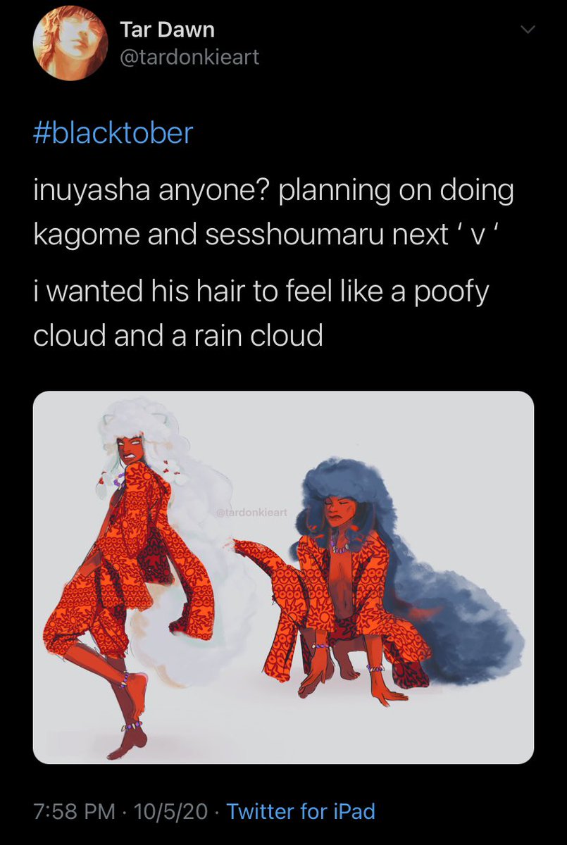 beccasupreme's tweet photo. This NON-BLACK artist is using  #Blacktober to draw Black people when it’s profitable to them despite white-washing Nessa in the past. Don’t use us when it’s convenient to you. https://t.co/43LYHXrxFc