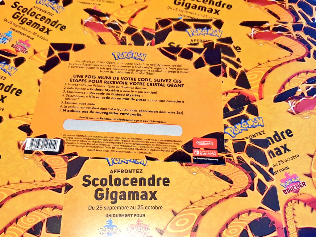 Pokegraph's tweet photo. SURPRISE concours Scolocendre !
50 codes pour recevoir le Cristal Géant pour rencontrer Scolocendre Gigamax lors d'un raid spécial

🔸️RT+Follow @Pokegraph et @PicWicToys
🔸️Invites un ami en commentaire
🔸️TAS le 19/10
🔸️25 gagnants tirés au sort (+25 amis)

#PokemonChezPWT https://t.co/9kE1lRlr1j