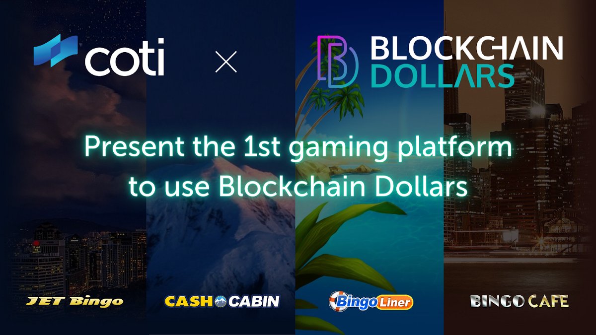 COTInetwork's tweet photo. The first operator to use Blockchain Dollars is Market Junction N.V., a giant of the gaming industry with some of their most successful Bingo brands. We expect this will significantly increase the monthly volume processed on our network. $COTI 
https://t.co/Ubz34qyuk4 https://t.co/AXUwtGKrWT