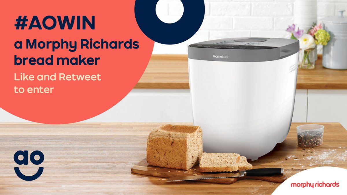 Are you bready? Week 3 of Bake Off is here and it’s all about loaves. Try your hand at bread making by entering our competition to win a Morphy Richards bread maker. All you have to do is Like and Retweet for a chance to win. #GBBO 

T&amp;Cs > bit.ly/34rurXi