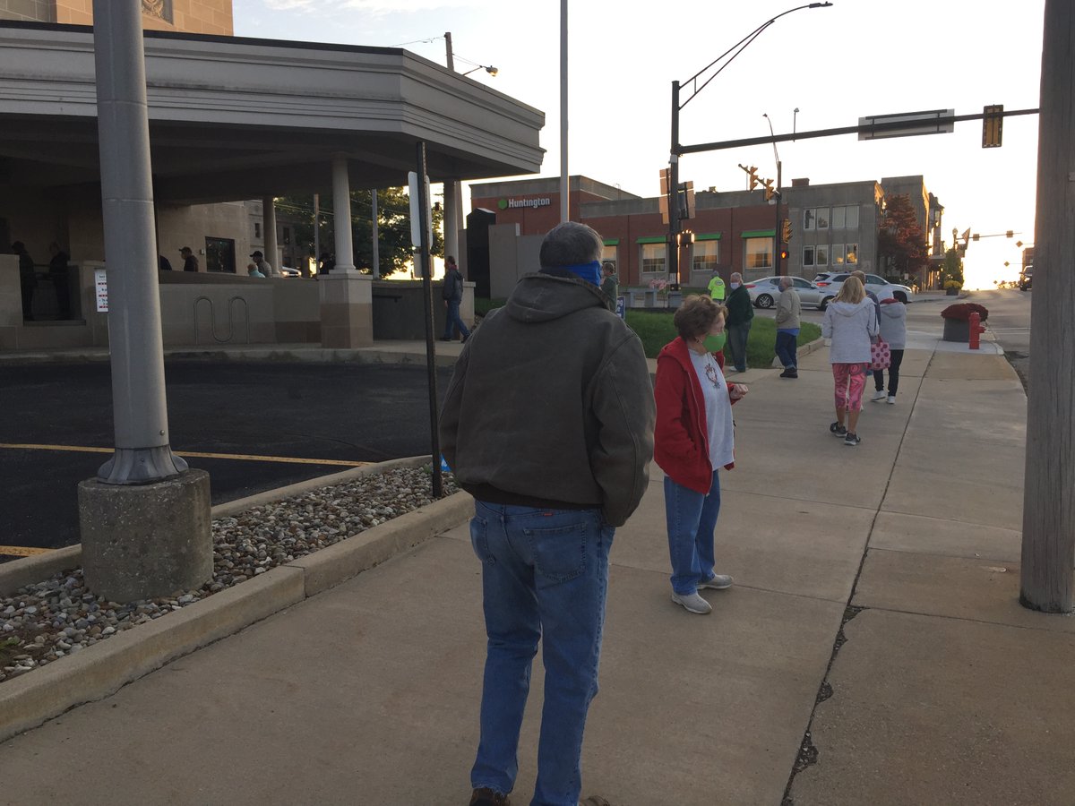 Ashland_Dems's tweet photo. Early voting is underway in Ashland County!  We were lined up and making our voices heard this morning.  Mask up and vote! https://t.co/kIYFJuJ169