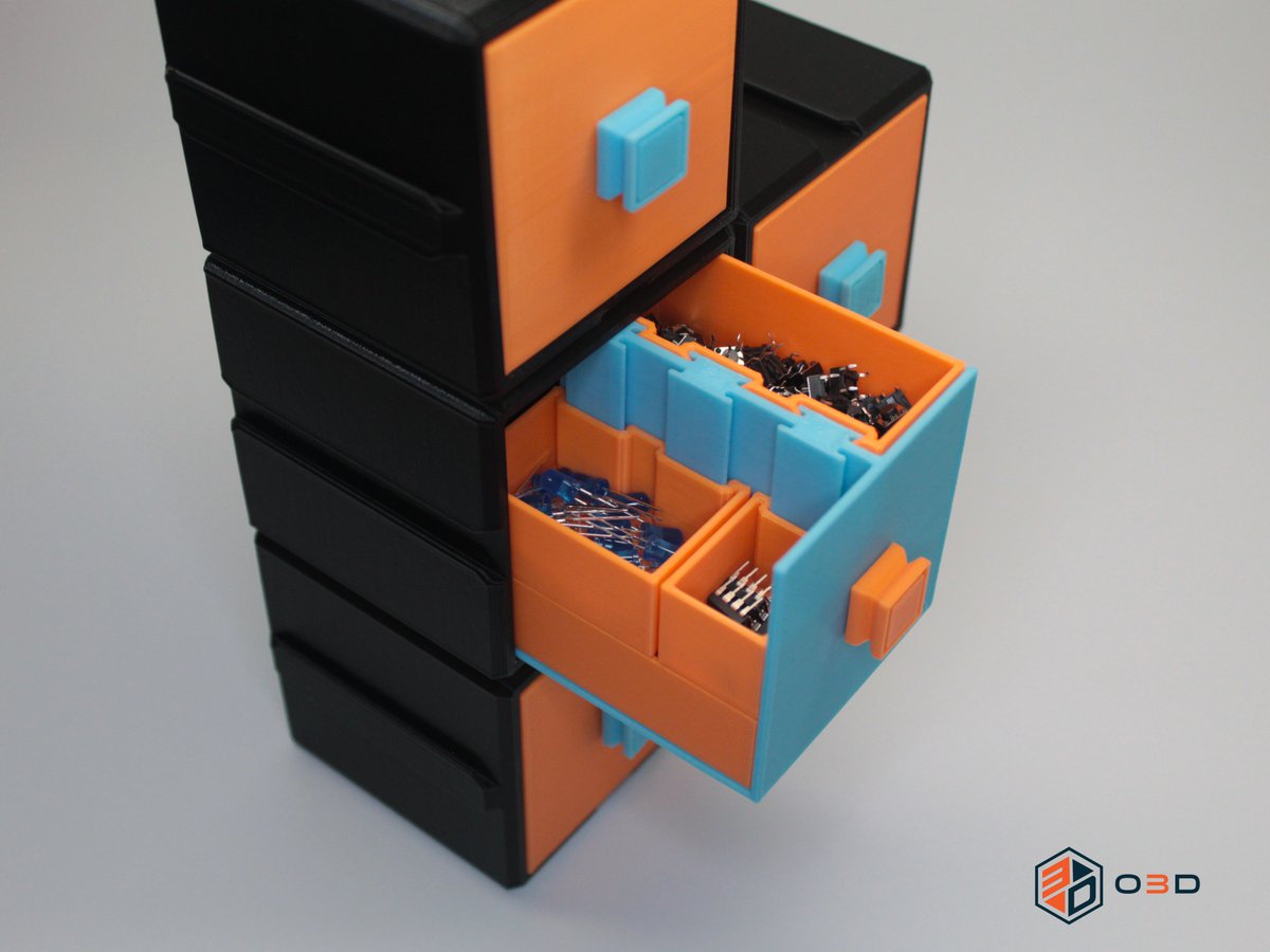 O3D_Official's tweet photo. Modular Drawers Evo is the newest addition to the Evo series. The drawers are even more customizable with 3 bin types and 3 bin sizes (9 total bins) that can be mixed and matched. Now available on @Cults3D 
🔗3D Model: https://t.co/rLvLUHLfre
#3Dprinting https://t.co/cr51AQJIMN