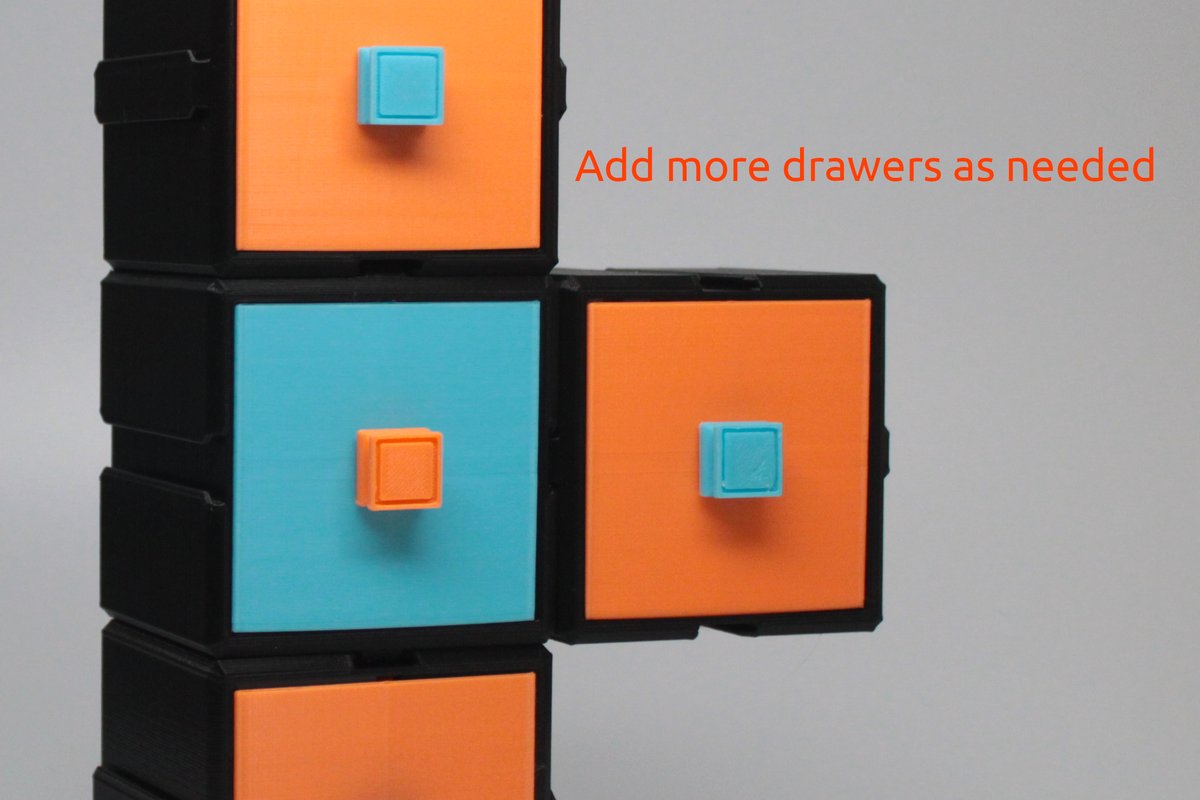 O3D_Official's tweet photo. Modular Drawers Evo is the newest addition to the Evo series. The drawers are even more customizable with 3 bin types and 3 bin sizes (9 total bins) that can be mixed and matched. Now available on @Cults3D 
🔗3D Model: https://t.co/rLvLUHLfre
#3Dprinting https://t.co/cr51AQJIMN