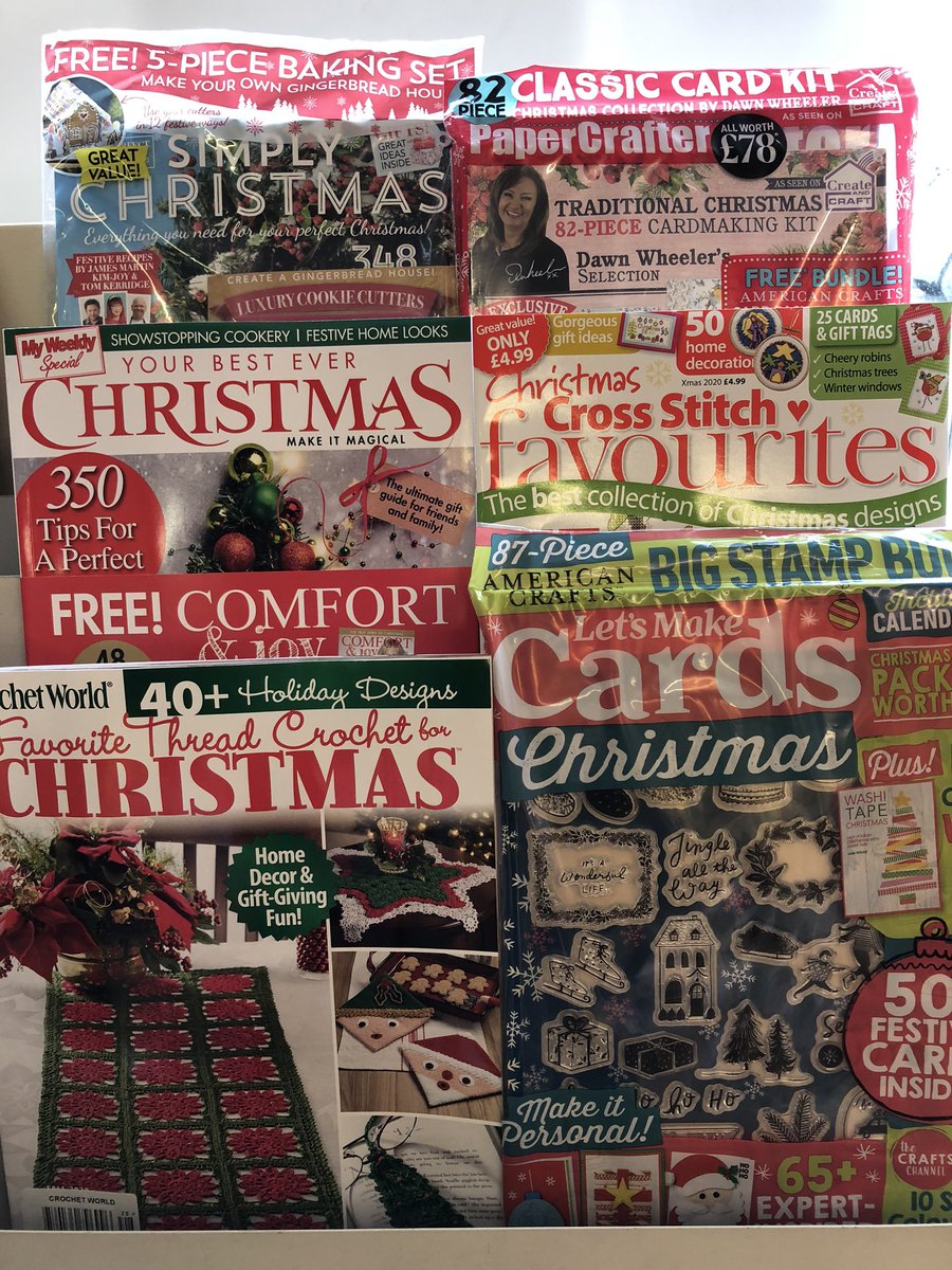 trudydavies1964's tweet photo. Lots & lots of freebies in your crafting mags this month.
Card making, Cross stitch, Stamping, Baking, Crochet etc
#Christmas is definitely nearing
#Woosnam #Llanidloes #Craft #shoplocalpowys #NFRN #Magazines #Newsagents #Crafting https://t.co/7xzQKg2A2k