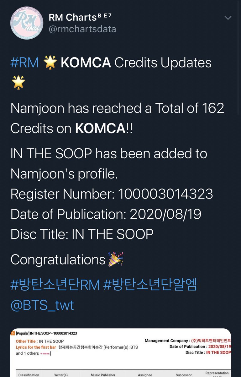 most recently namjoon also reached 162 credits on KOMCA (becoming the youngest korean artist ever to reach this number)