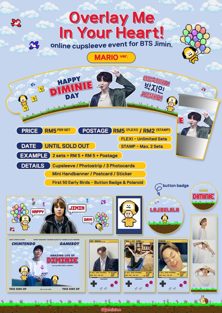 jxminiee's tweet photo. 𝑶𝒗𝒆𝒓𝒍𝒂𝒚 𝑴𝒆 𝑰𝒏 𝒀𝒐𝒖𝒓 𝑯𝒆𝒂𝒓𝒕~

An online cupsleeve event to celebrate Jimin's 9132th Day!

💌 Please read through the forms thoroughly before placing your order!

💌 Forms : https://t.co/eVmguCtoW1 https://t.co/vMAzhpgkKH
