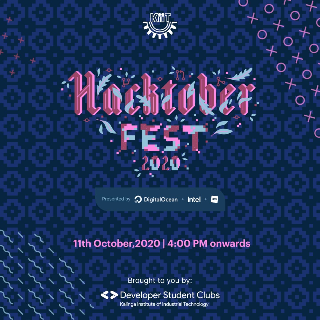gdgkiit's tweet photo. DSC KIIT is proud to bring you HacktoberFest KIIT University 2020 on the 11th of October 4PM onwards. Registrations are live now!
Register here👉https://t.co/l7BEGnJQd9
@GoogleDevsIN @hacktoberfest
@ThePracticalDev
#OpenSource #hacktoberfest2020
#github #dsckiit https://t.co/bFlt2kxaM5