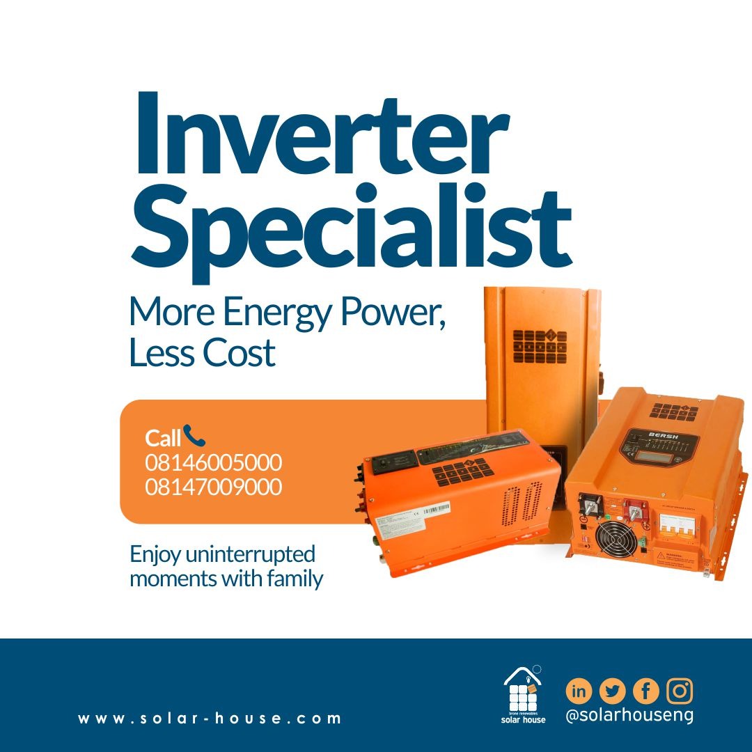 solarhouseng's tweet photo. Talk to our #inverterspecialist today. Let's get you the best #Invertersolutions for your home and businesses.
Call π
08146005000 08147009000
Click Link π in the bio ππΌ
#yoursolarsolutionpartner
#Inverters
#Batteries
#Solarpanels
#SolarHomeSystems
#gogreen
#gosolar https://t.co/ogNw1gJN9o