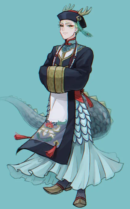 キョンシー服のあのヒラヒラしてるのいいですよねっていうための全身図(ところどころ曖昧) 