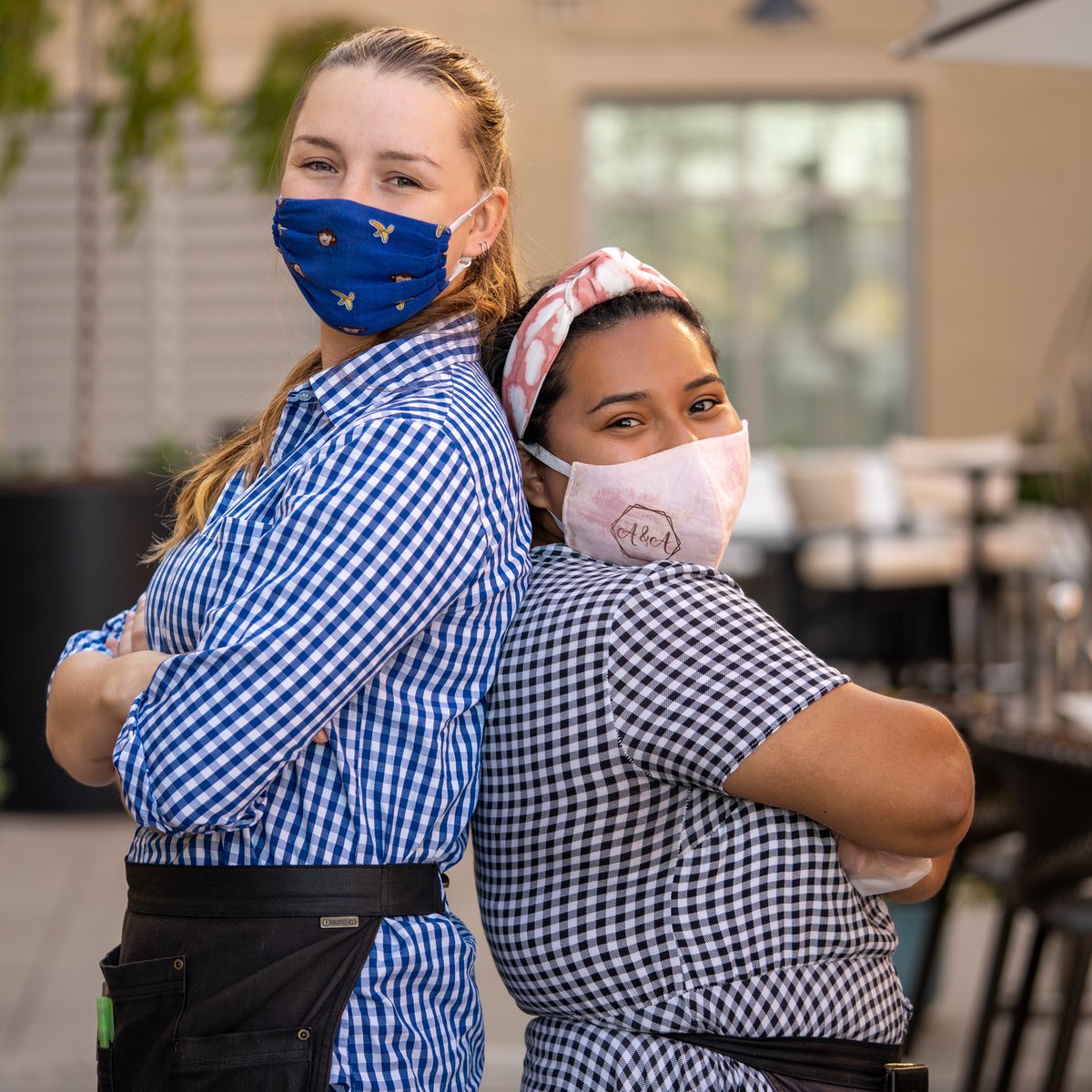 The birds! Say hello to Alla &amp; Andrea! Here they are on our lovely garden patio to serve you our upcoming new fall menu and will always have your back!