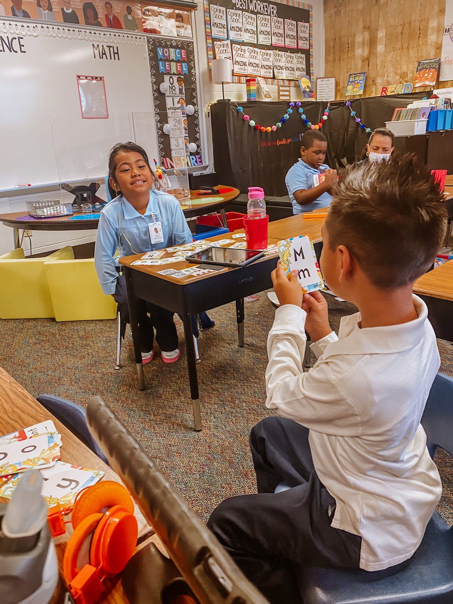 zennialteacher's tweet photo. Quizzing each other over letters and letter sounds this morning 😬 @ASJohnston1 #FirstGradeFancies https://t.co/K81CfYoJ4M