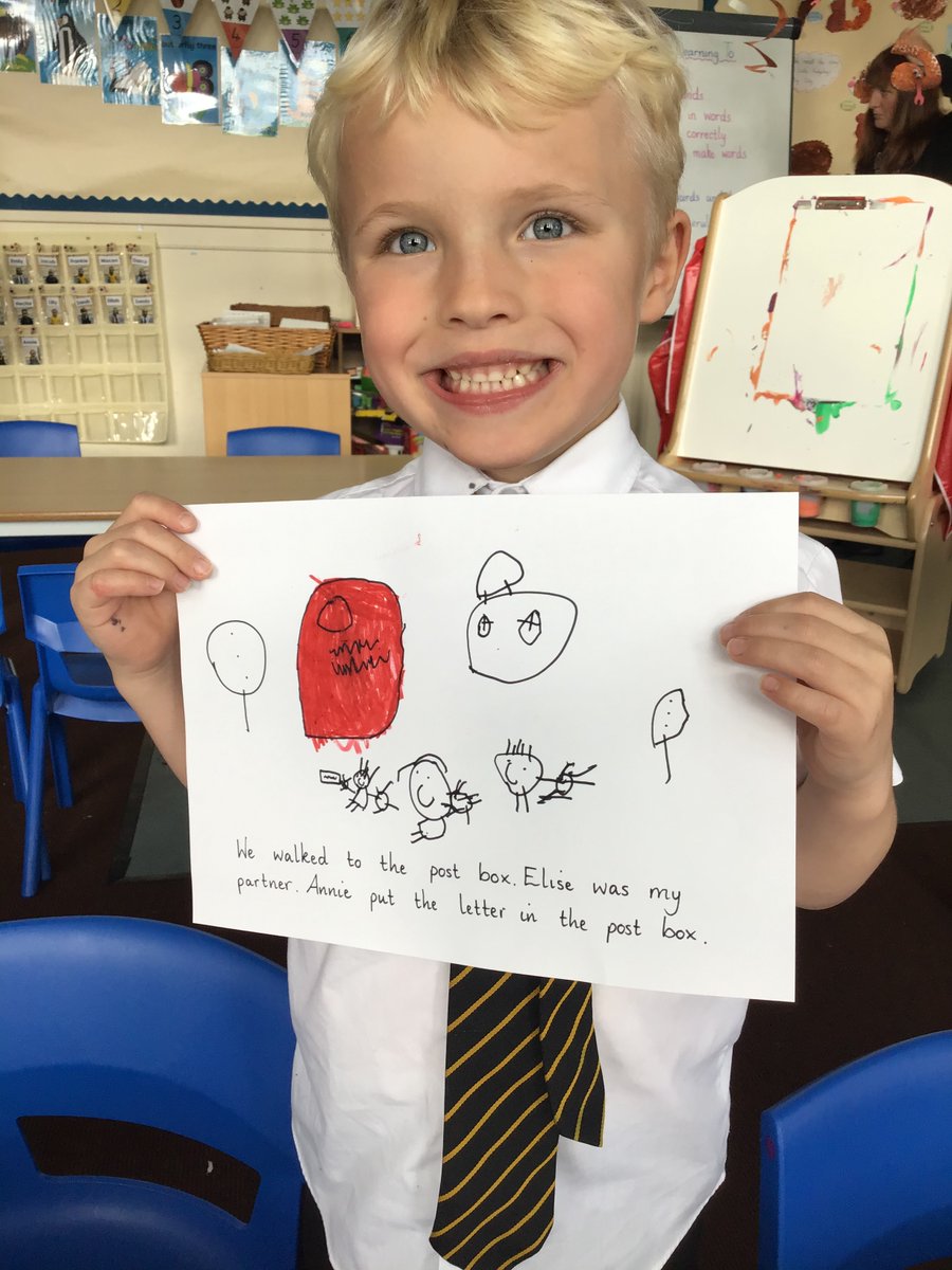 StSerfsPS's tweet photo. P1a went for a walk to send a letter this afternoon and then did some writing about their little adventure. They were excited to spot the post van on their travels too! #developingwriting #learningisfun https://t.co/RLHzACbCh9