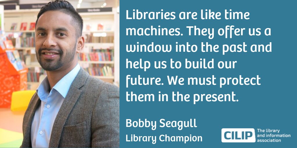 ICYMI the wonderful  @Bobby_Seagull has been announced as continuing CILIP Library Champion 2020-21! You may have heard Bobby on your local BBC Radio this morning, celebrating  #LibrariesWeek! Check him out on  @BBCDerby at 16 mins into the show here -  https://www.bbc.co.uk/sounds/play/p08s2svy