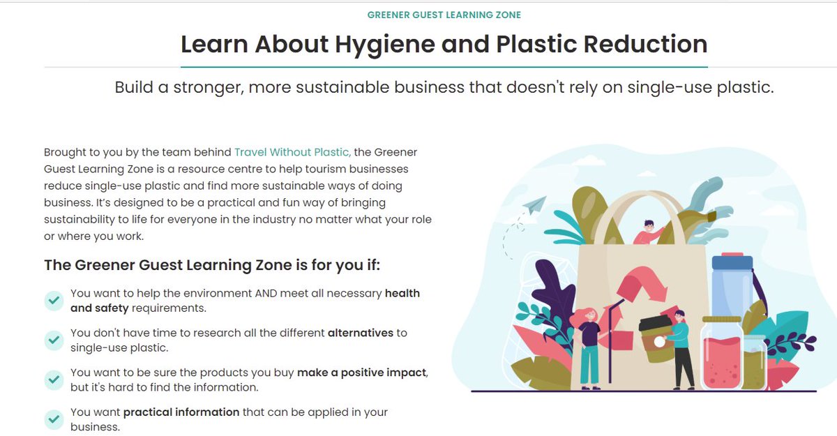 Thanks to our partner <a href="/NoPlasticTravel/">Travel Without Plastic</a> you can now access a FREE course that covers how to reduce single-use plastic &amp; meet hygiene standards via its sister company-Greener Guest. greenerguest.com/learning-zone/
#sustainability #greenkey
<a href="/GreenKeyInt/">Green Key Int</a> <a href="/KAHC_Kenya/">KAHC Kenya</a> <a href="/KAWTourism/">Kenya Association of Women in Tourism</a> <a href="/tsak254/">Tourism Students Association of Kenya</a>