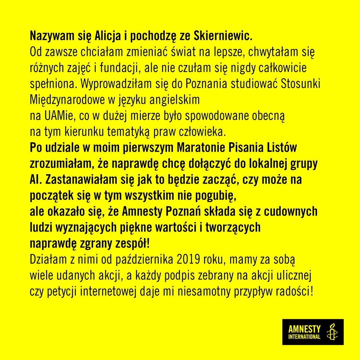PoznanAmnesty's tweet photo. 30-lecie @amnestyPL 👑
A w Poznaniu przedstawiamy naszą aktywistyczną ekipę 📣

Przed Wami Alicja 💃

#30amnestypl #amnestyinternational https://t.co/47sQne6JxO