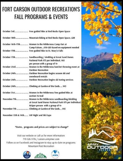 mtnpostliving's tweet image. Go play outside!

Mountain Post Recreation has several great upcoming events this Fall!  Visit Facebook.com/mountainpostli… for more information.

#mountainpostliving Work. Play. Thrive.