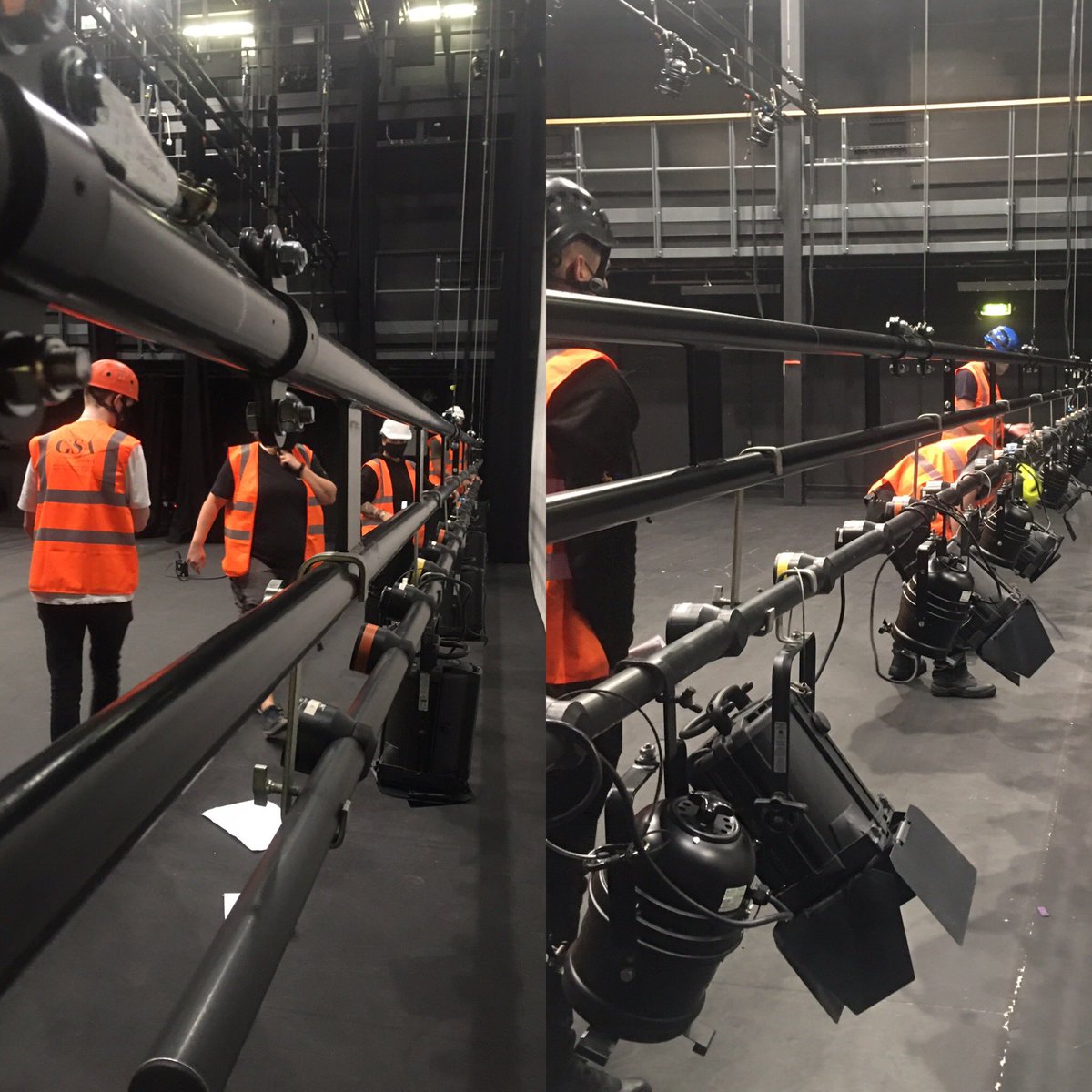 GsaLinks's tweet photo. In our 2nd year our @The_GSA theatre production students pick a specialist pathway to study for the next 2 years. Meet our new 2nd year #gsalx seen here dusting the cobwebs off their rigging skills. We are all happy to be rigging some lights. π https://t.co/TgWDSNVjkE