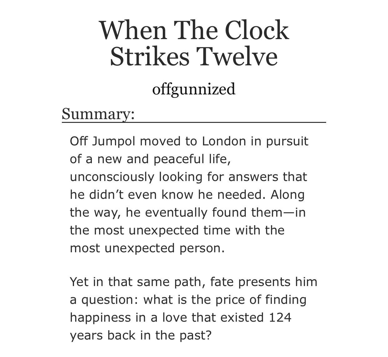 not dani on Twitter "When The Clock Strikes Twelve (an offgun ao3 fic