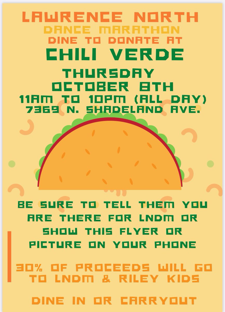 Dine to Donate THIS Thursday (10/8) at Chile Verde!! 🌮🌯😋 Spread the word! #FTK