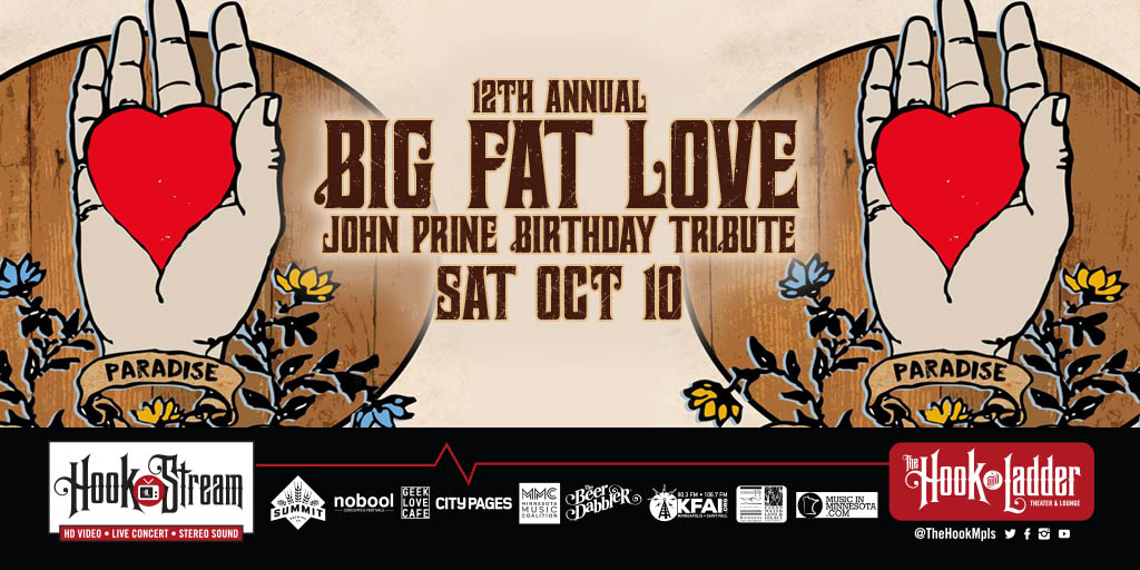 Happy Birthday John Prine! It's Big Fat Love: #JohnPrine B-Day Tribute - #HookStream THIS Sat (10/10 at 8pm) w/ Mother Banjo, Art Vandalay, Dan Israel, Elizabeth Ghandour, The Federales +
—
Ticket: crowdcast.io/e/big-fat-love…
—
<a href="/summitbeer/">Summit Brewing</a> + <a href="/citypages/">City Pages</a> + @kfaiFMradio + <a href="/BeerDabbler/">Beer Dabbler</a>