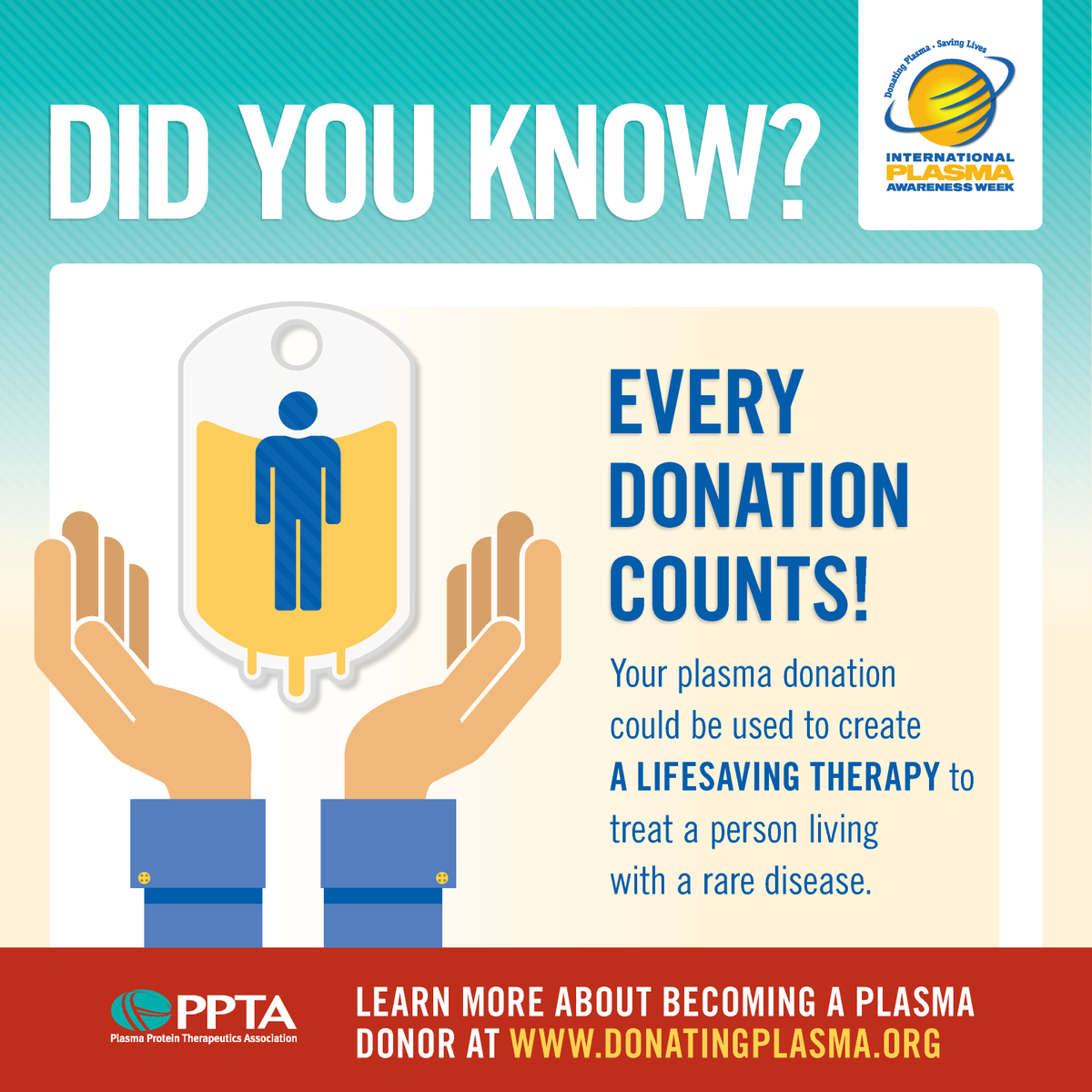 TakedaPharma's tweet photo. During #IPAW2020, weโre proud to recognize our Plasma-Derived Therapies team, our industry leading plasma collection team, @BioLifePlasma, and all #plasma donors who support the research & development of critical, life-changing medicines that people rely on around the world. https://t.co/Ow493wVzSB