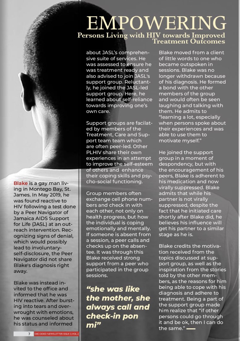 JASLtweets's tweet photo. The team at JASL takes great pride in providing love, action and support to our clients who are living with HIV. Read this moving story about a young man who is now on treatment at our Mobay location.
#nowisthetime #cometocare https://t.co/lJn7foH5RZ