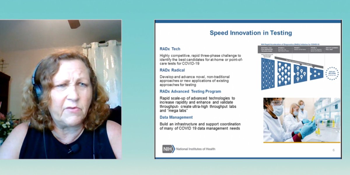 Internet2's tweet photo. Kicking off the morning at #TechEXtra20: #NIH's Andrea Norris talks about testing technologies for #COVID19 following a "Shark Tank" type approach - fascinating to hear about how vaccines are brought to market https://t.co/kd5u23CTIM