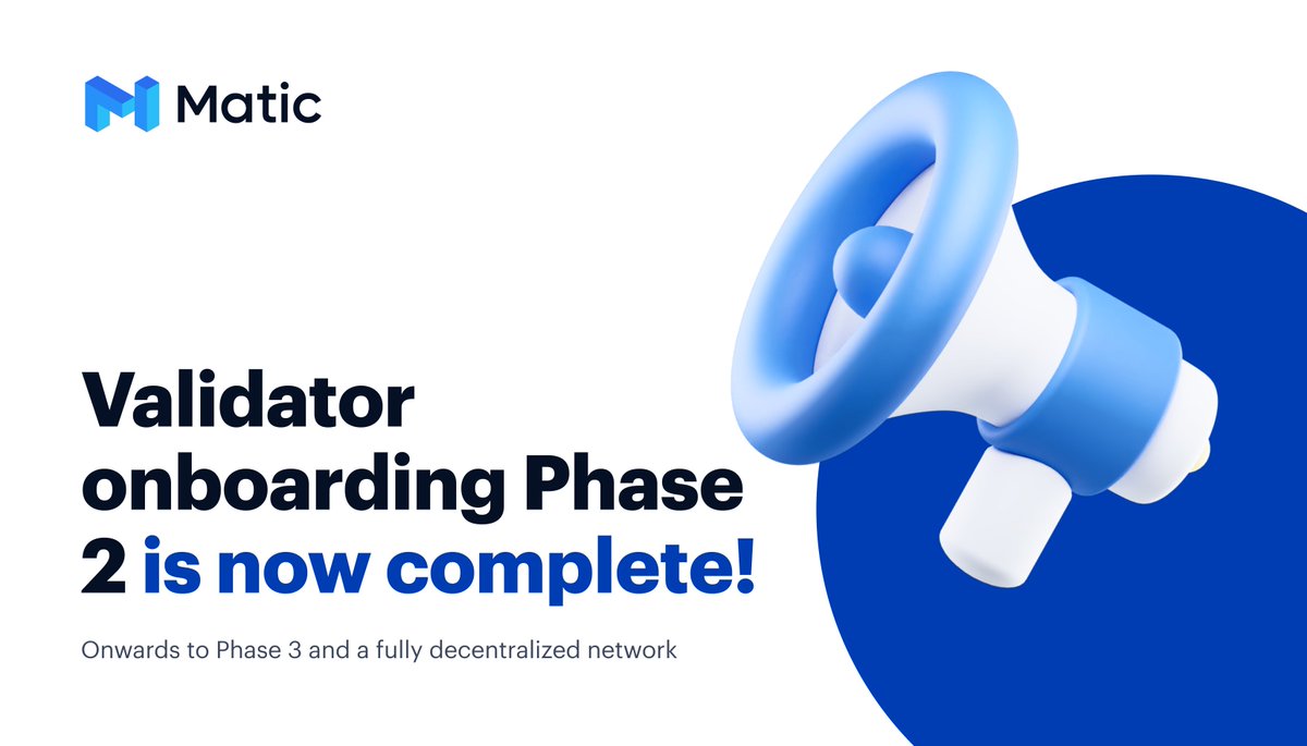 1/ Validator Onboarding Phase 2 is Complete! Onward to a Fully Decentralized Network

🥳The first two phases of our staking rollout have been successfully completed and we are now entering into the third &amp; final phase, ushering in full decentralization!

🌐buff.ly/3jDJPGd